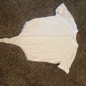White tshirt thong bodysuit. Boyfriend fit.